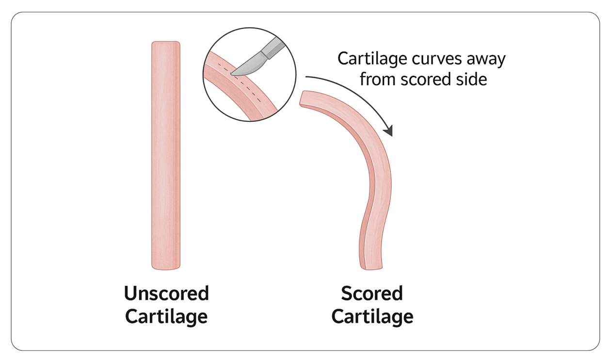 Cartilage scoring for controlled bending